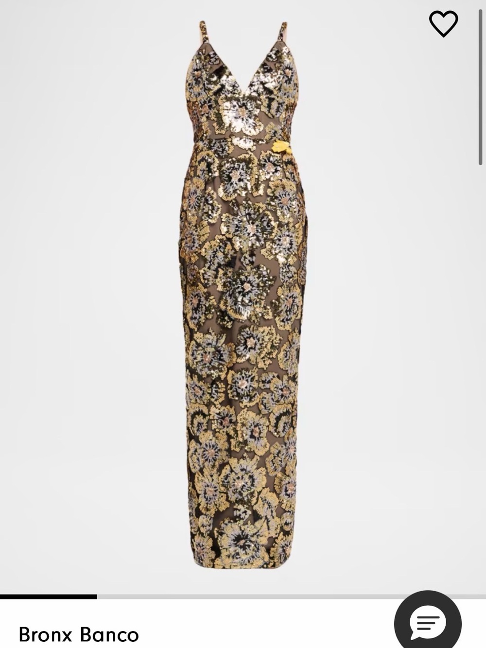 Bronx and Banco Gold and Black Floral Sequin Maxi Dress
